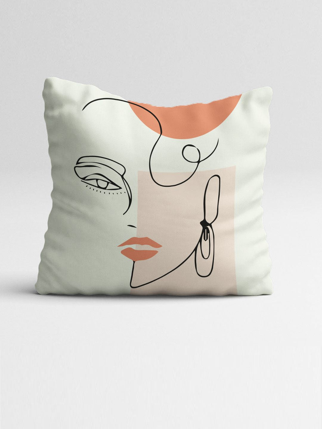 STITCHNEST Pink & White Set of 5 Abstract Square Cushion Covers