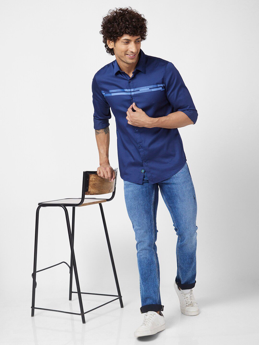 SPYKAR Classic Hortizontal Striped Regular Fit Spread Collar Opaque Casual Shirt