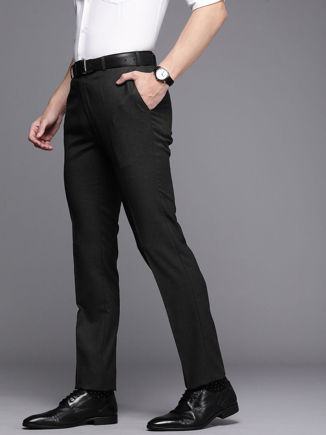 Raymond Men Checked Slim Fit Formal Trousers