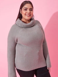 CURVY STREET Women Plus Size Ribbed Acrylic Pullover