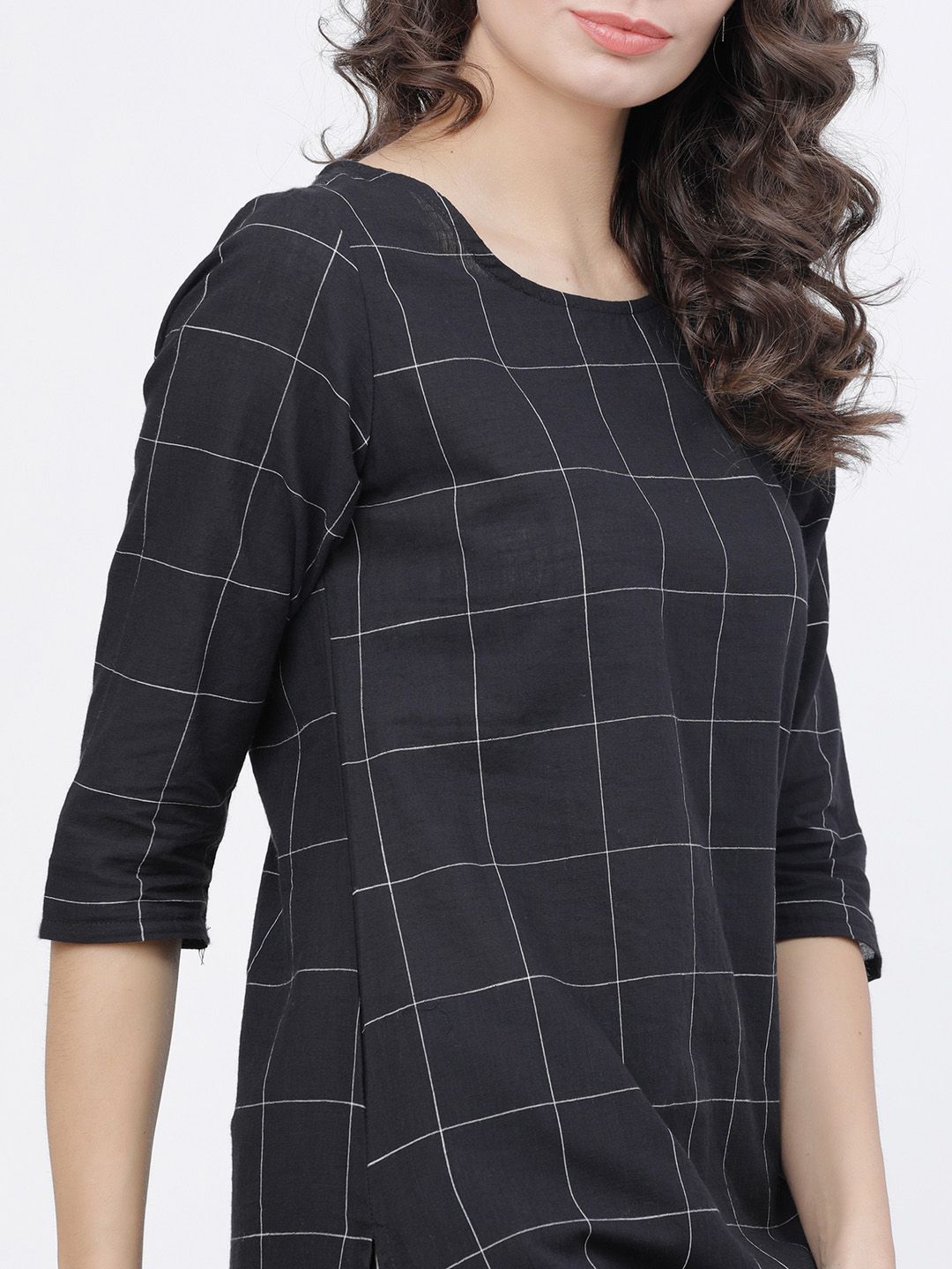 Vishudh Women Black & Off-White Printed Kurta with Palazzos & Dupatta
