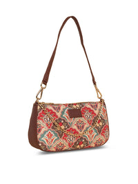 ZOUK Floral Printed Structured Baguette Bag Handbags