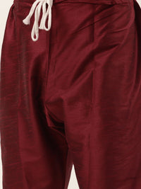 SOJANYA Men Maroon & Pink Kurta with Churidar And Nehru Jacket