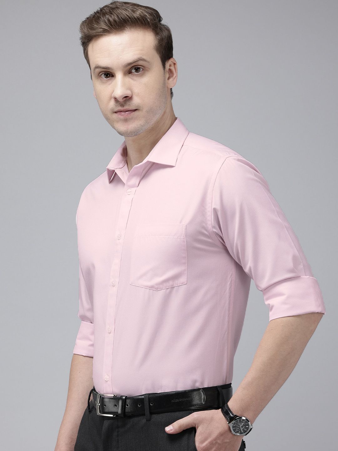 Park Avenue Self Design Slim Fit Textured Formal Shirt