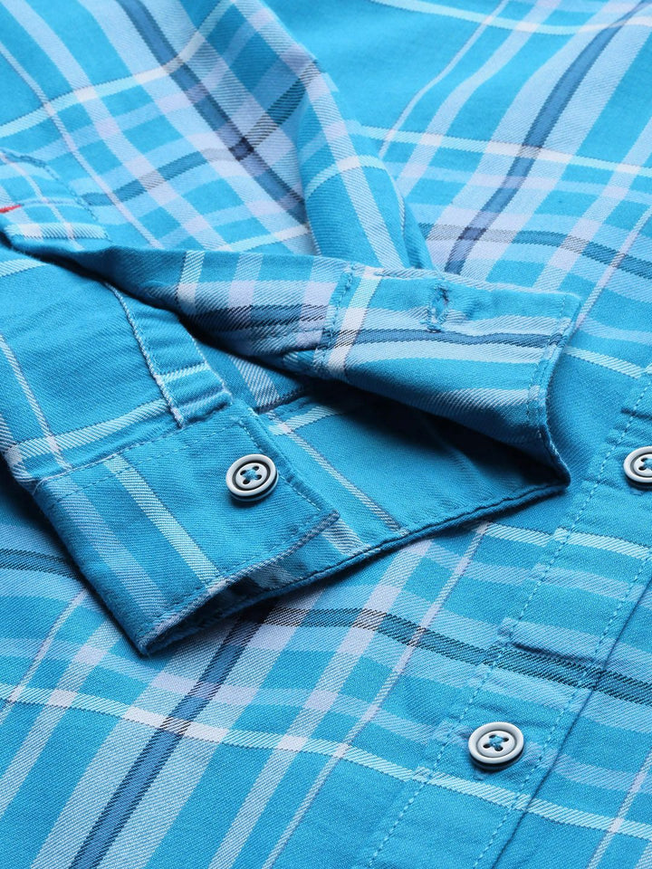 The Indian Garage Co Men Blue Checked Casual Shirt