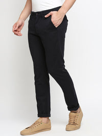 SPYKAR Men Navy Blue Loose Fit Low-Rise Chambray Chinos Trousers