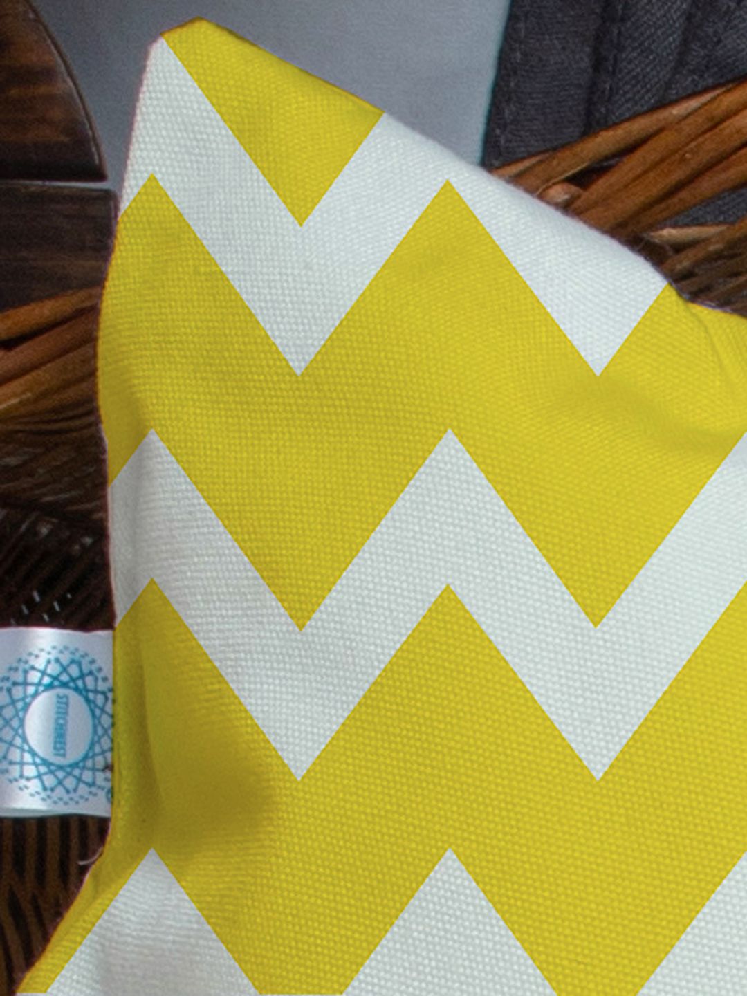 STITCHNEST Yellow & Grey Set of 2 Ethnic Motifs Square Cushion Covers