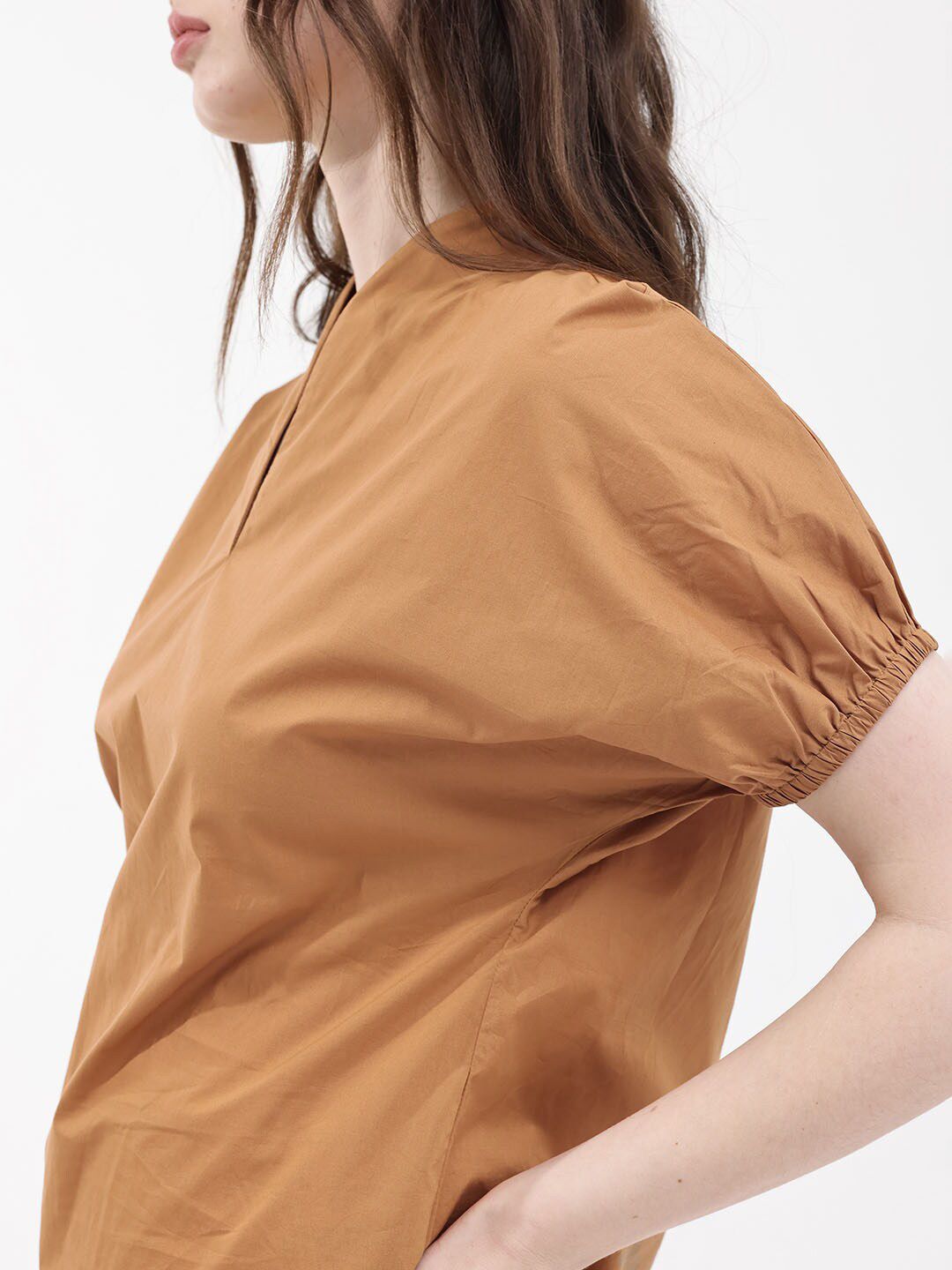 RAREISM Puff Sleeve Cotton Styled Back Top