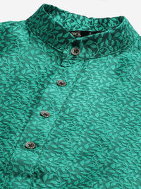 SOJANYA Men Green Self-Design Kurta with Churidar & Nehru Jacket
