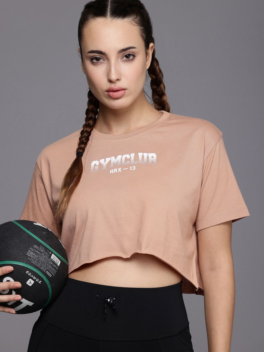 HRX by Hrithik Roshan IRONTRIBE Printed Drop-Shoulder Boxy Training Crop T-shirt
