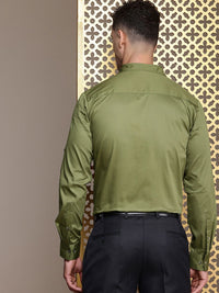 House of Pataudi Floral Embroidered Roll-Up Sleeves Pure Cotton Party Jashn Shirt