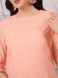 Vishudh Abstract Printed Round Neck Key Hole At Back Straight Kurta