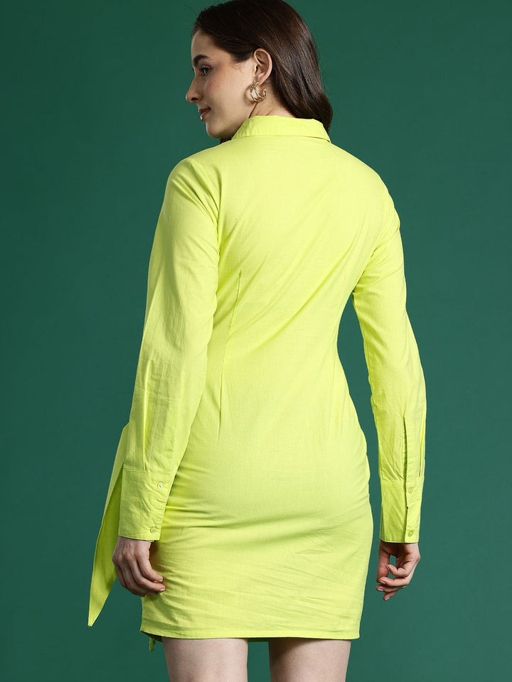DressBerry Pure Cotton Wrap Tie-Up Shirt Mini Dress