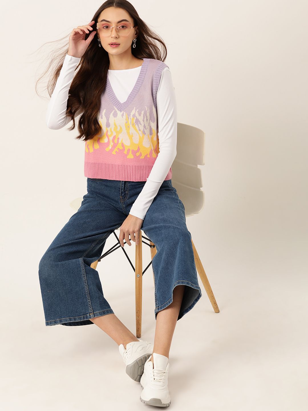 DressBerry Pure Acrylic Self-Design Sweater Vest