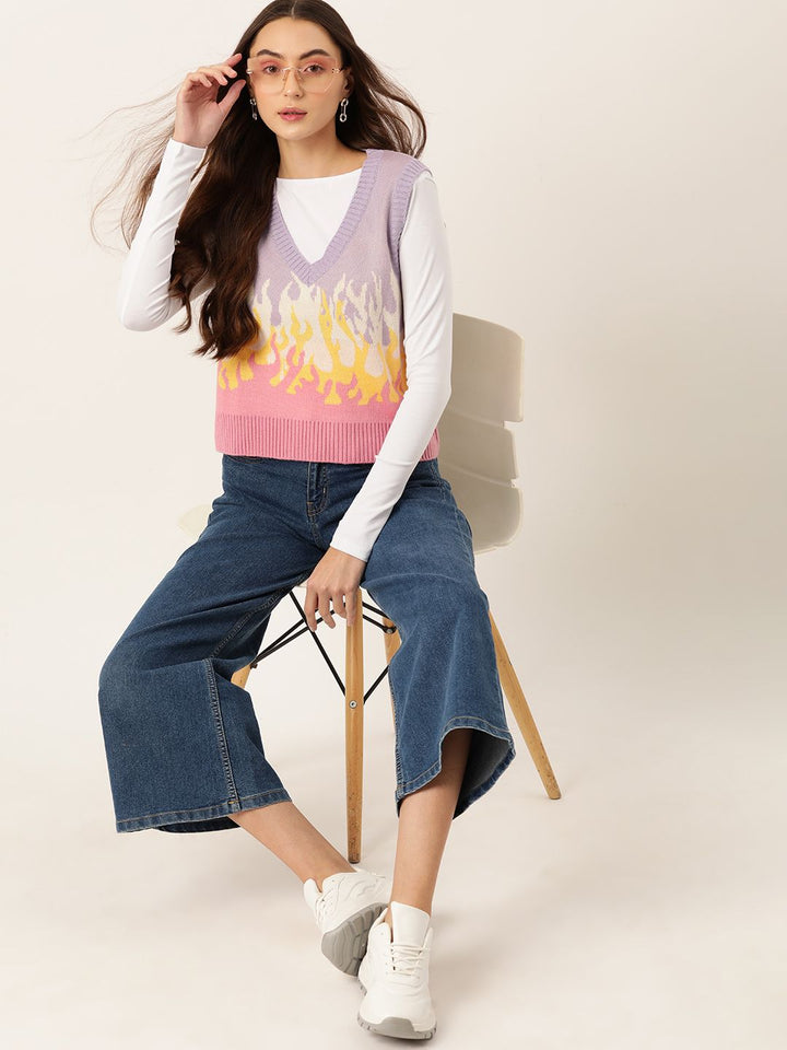 DressBerry Pure Acrylic Self-Design Sweater Vest