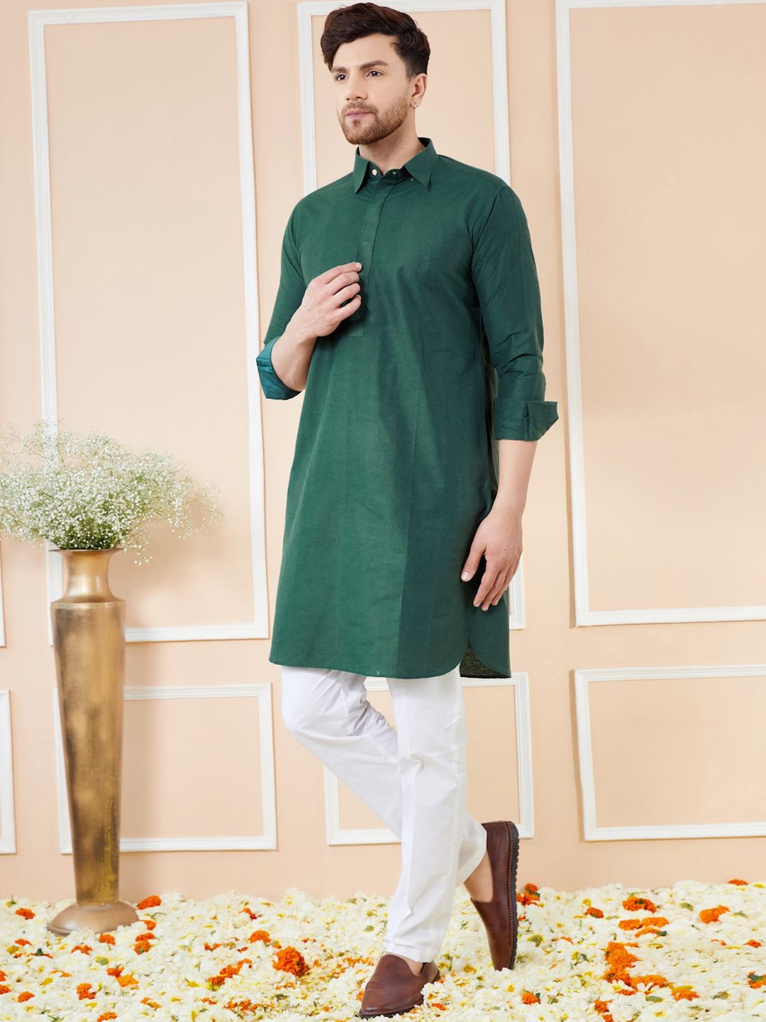 See Designs Shirt Collar Cotton Pathani Kurta