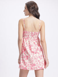 DressBerry Garden Vibes Smocked Back Floral Print Mini Balloon Dress