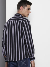 The Indian Garage Co Pure Cotton Slim Fit Opaque Striped Casual Shirt