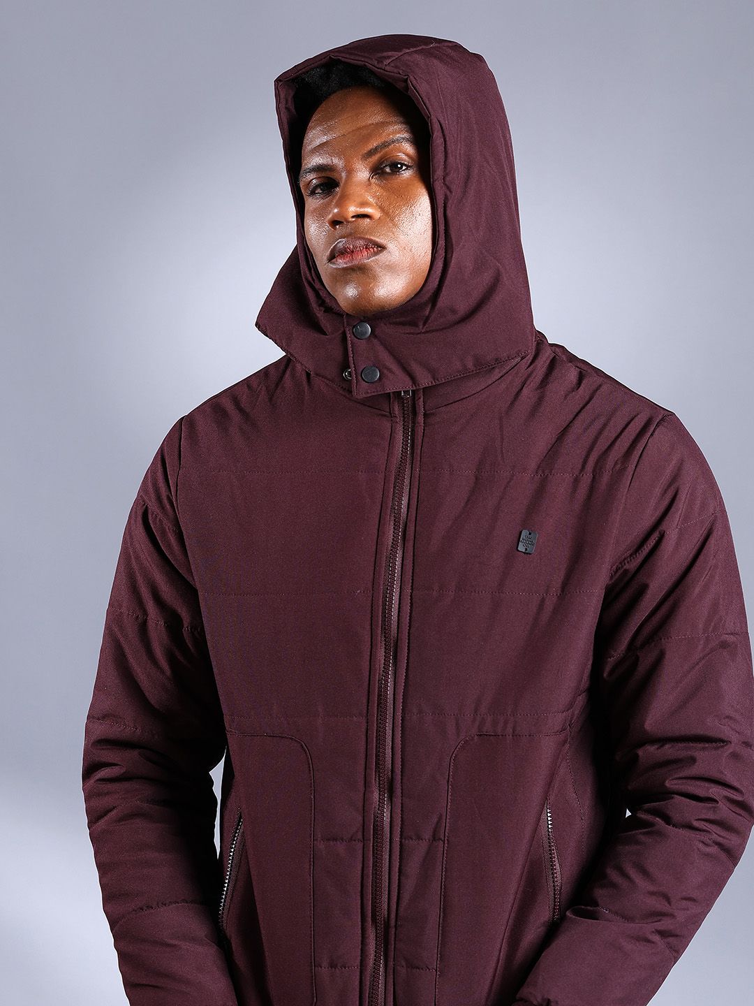 The Indian Garage Co Men Zip-Front Bomber Jacket with Detachable Hood