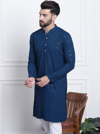SOJANYA Geometric Embroidered Sequinned Pure Cotton Kurta
