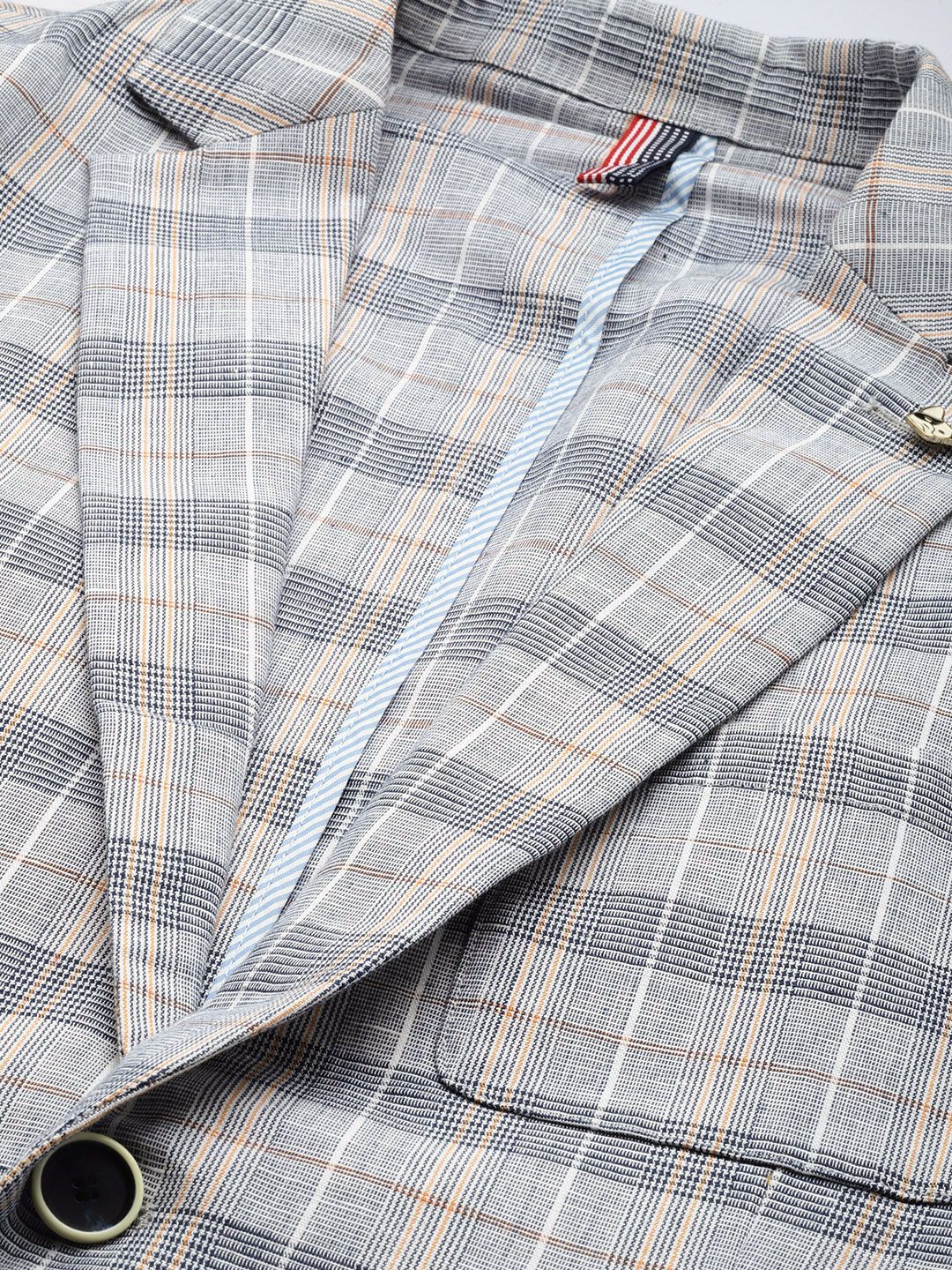 Park Avenue Checked Single-Breasted Super Slim Fit Formal Blazer