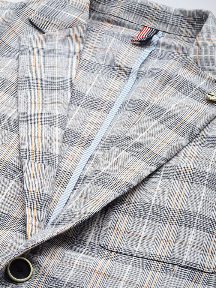 Park Avenue Checked Single-Breasted Super Slim Fit Formal Blazer