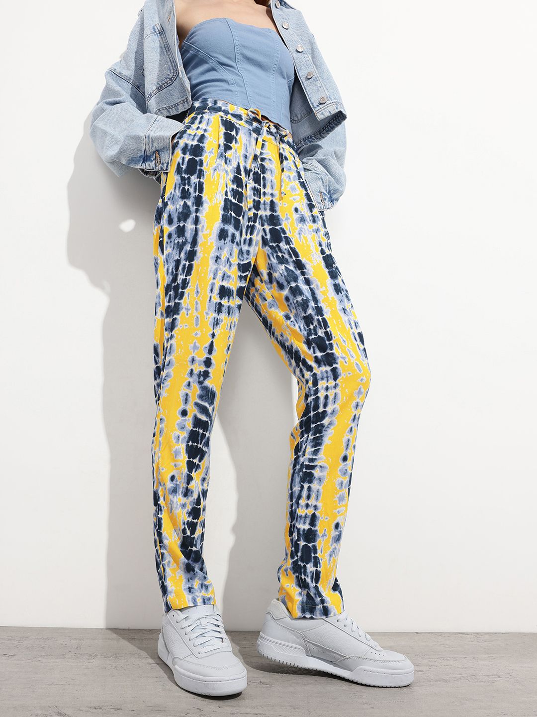 DressBerry Women Shibori Spectrum Pleat-Front Summer Trousers