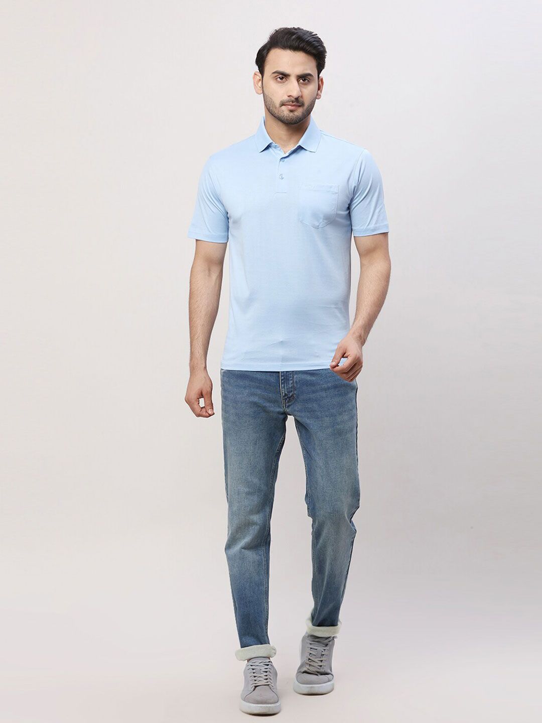 Park Avenue Men Polo Collar Pockets Slim Fit T-shirt
