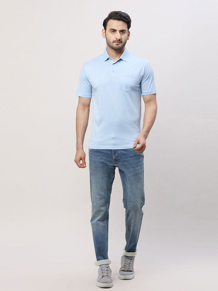 Park Avenue Men Polo Collar Pockets Slim Fit T-shirt