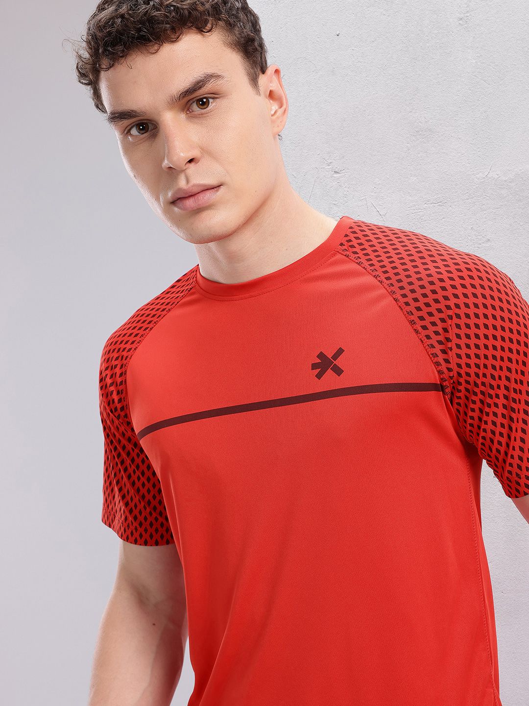 HRX by Hrithik Roshan Brand Logo & Geometric Printed Rapid-Dry Training T-shirt