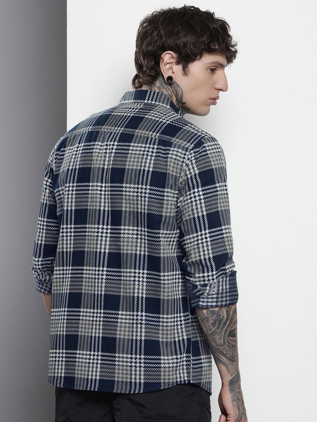 The Indian Garage Co Checked Corduroy Pure Cotton Casual Shirt