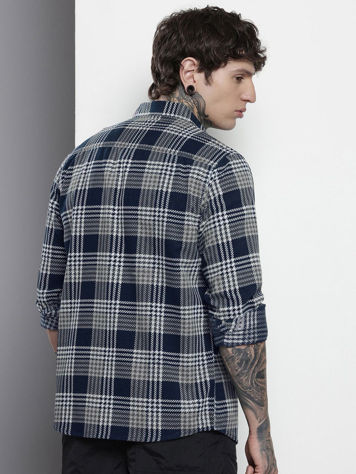 The Indian Garage Co Checked Corduroy Pure Cotton Casual Shirt