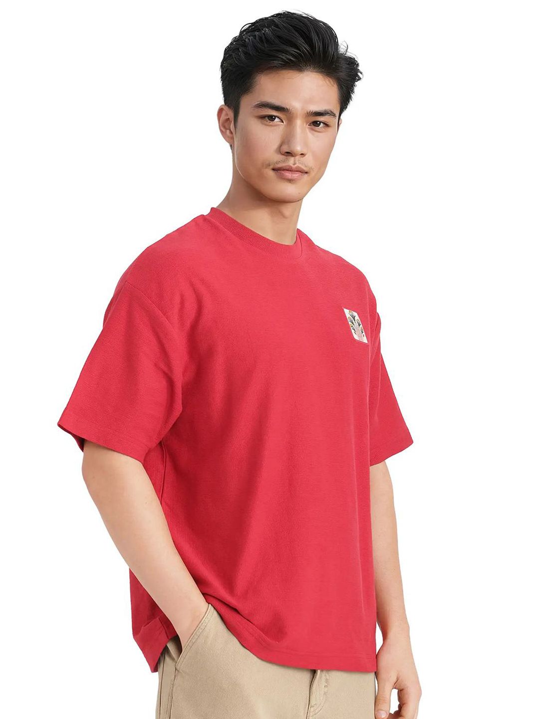 RARE RABBIT Men Graphic Printed Round Neck Cotton Oversized T-shirt