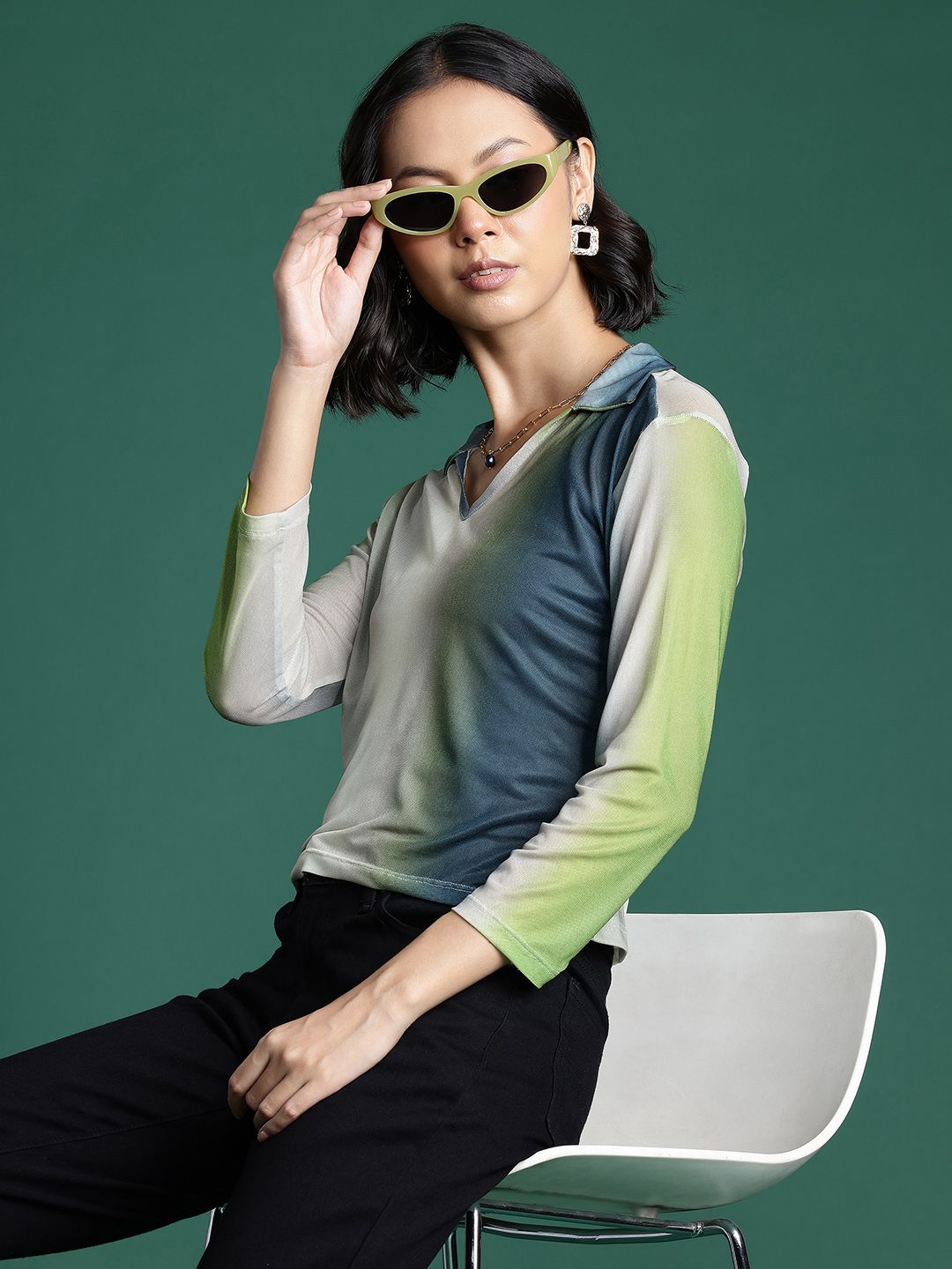 DressBerry Dyed Net Top With Inner