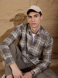 DENNISON Men's Tartan Checked Drop shoulder Oversized Shirt