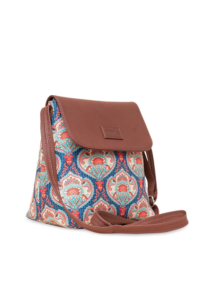 ZOUK Ethnic Motifs Printed Structured Sling Bag
