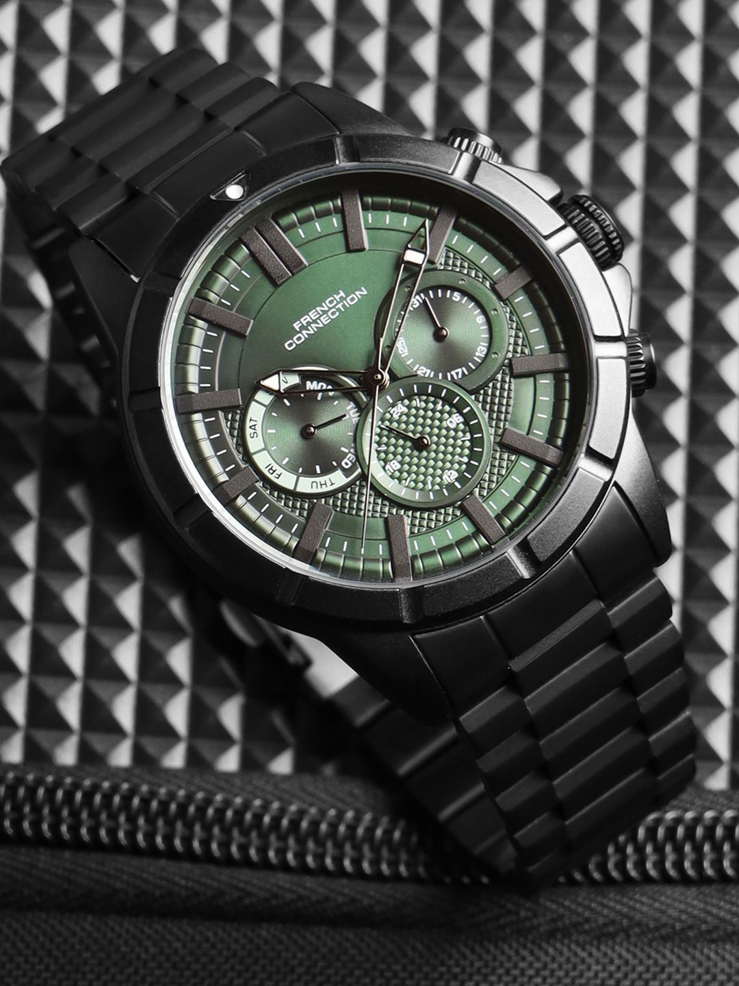 Sambungan Perancis Lelaki Dial & Tali Keluli Tahan Karat Analog Watch FCH05BM-G