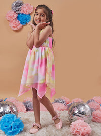pspeaches Girls Tie & Dye Dyed Shoulder Straps Wrap Dress