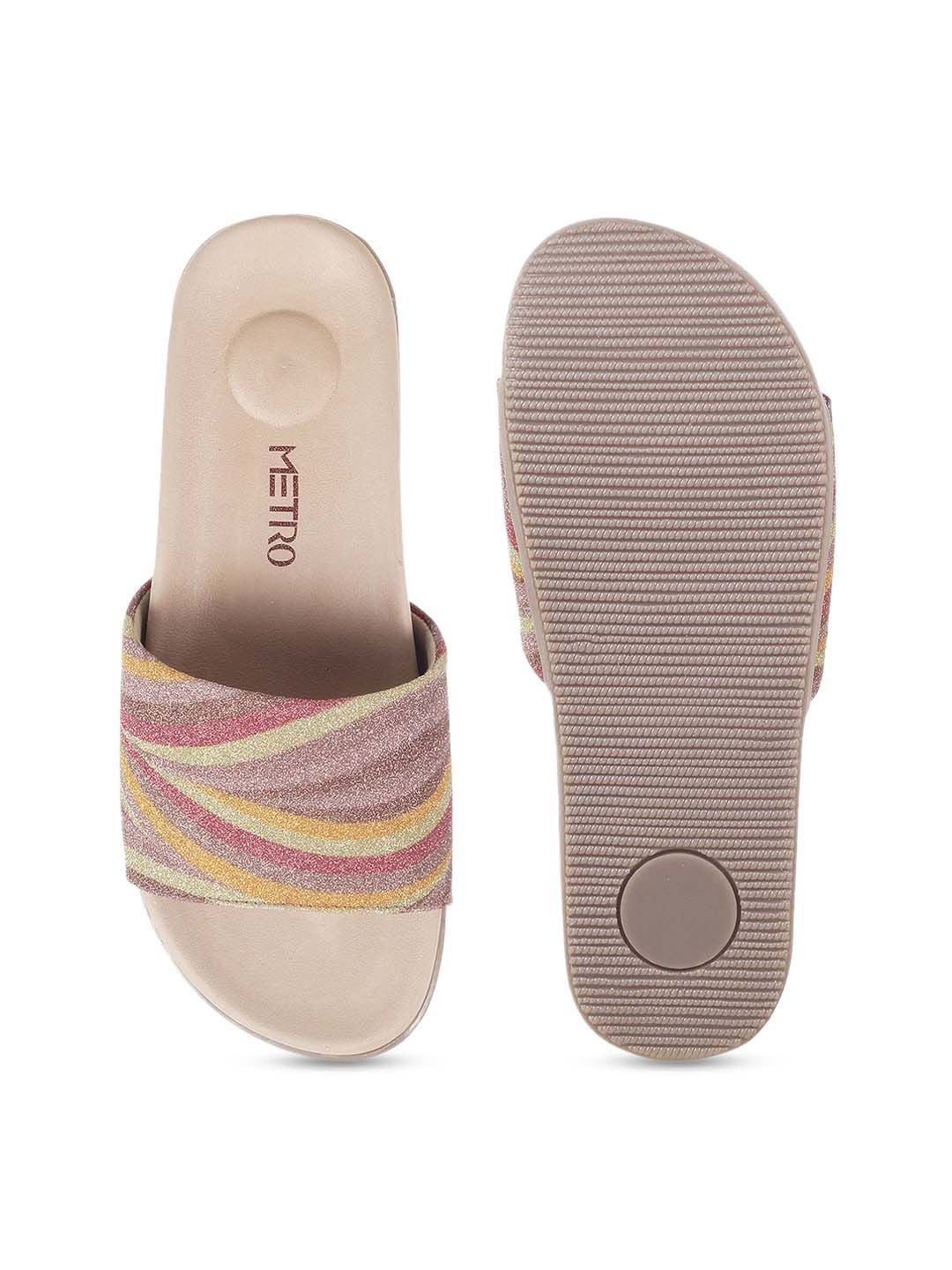 Metro Embellished Open Toe Flats