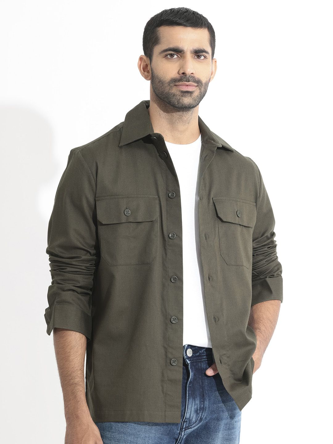RARE RABBIT Men Lampil Slim Fit Opaque Cotton Shirt