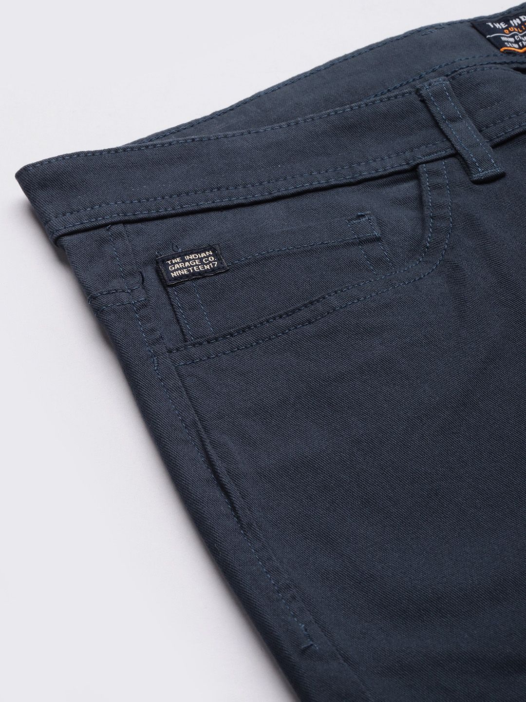 The Indian Garage Co Men Navy Blue Slim Fit Chinos