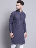 SOJANYA Geometric Embroidered Sequence Mandarin Collar Pure Cotton Kurta