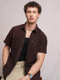 LOCOMOTIVE Textured Checked Utility Pocket Regular Shirt