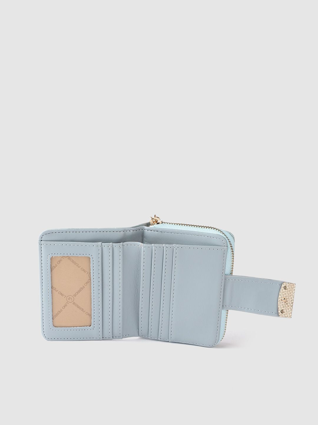 Lino Perros Women Blue Croc Textured Two Fold Wallet
