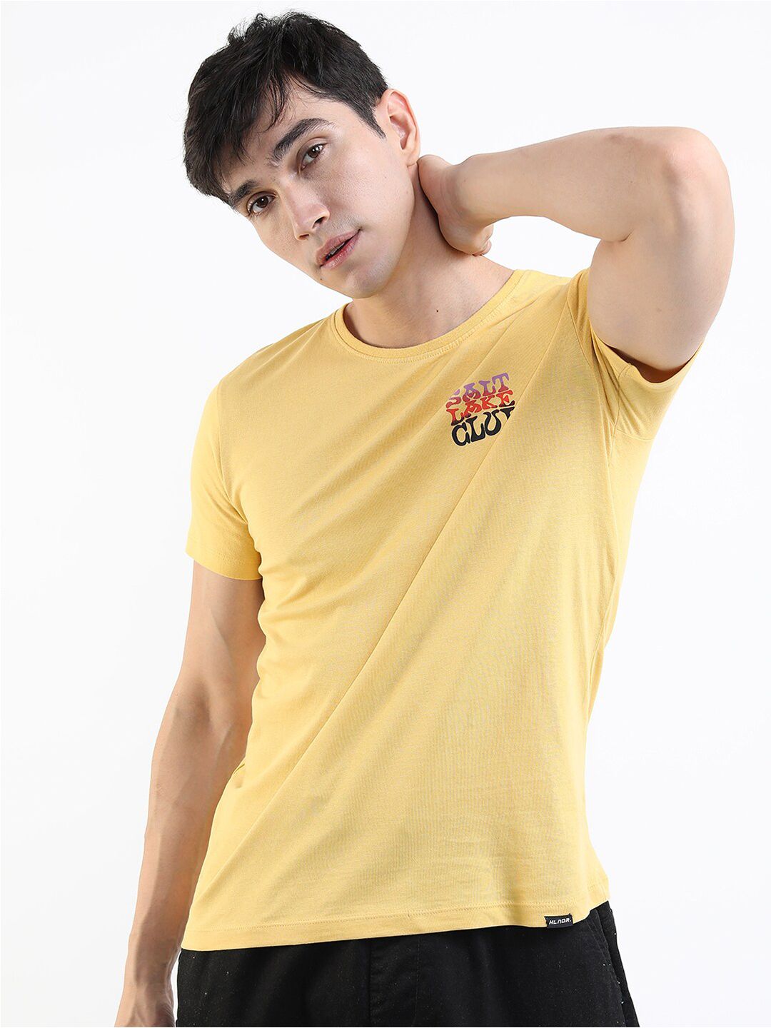 HIGHLANDER Men Yellow Printed  Slim Fit T-shirt