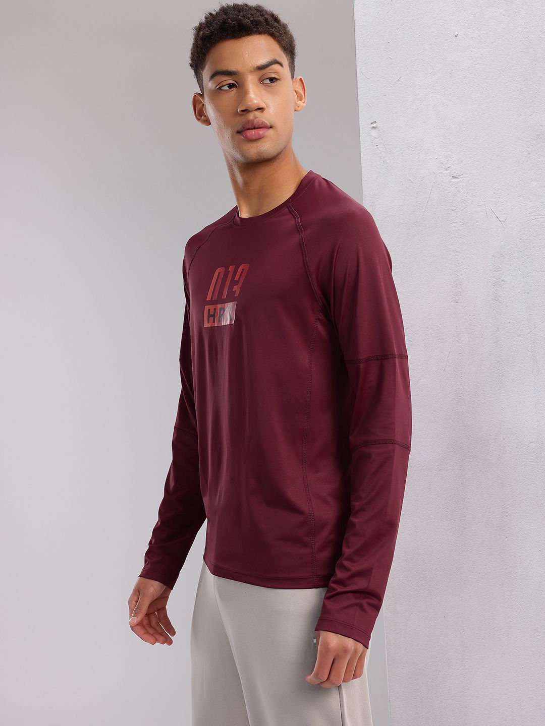 HRX by Hrithik Roshan Printed Raglan Sleeves Training  T-shirt
