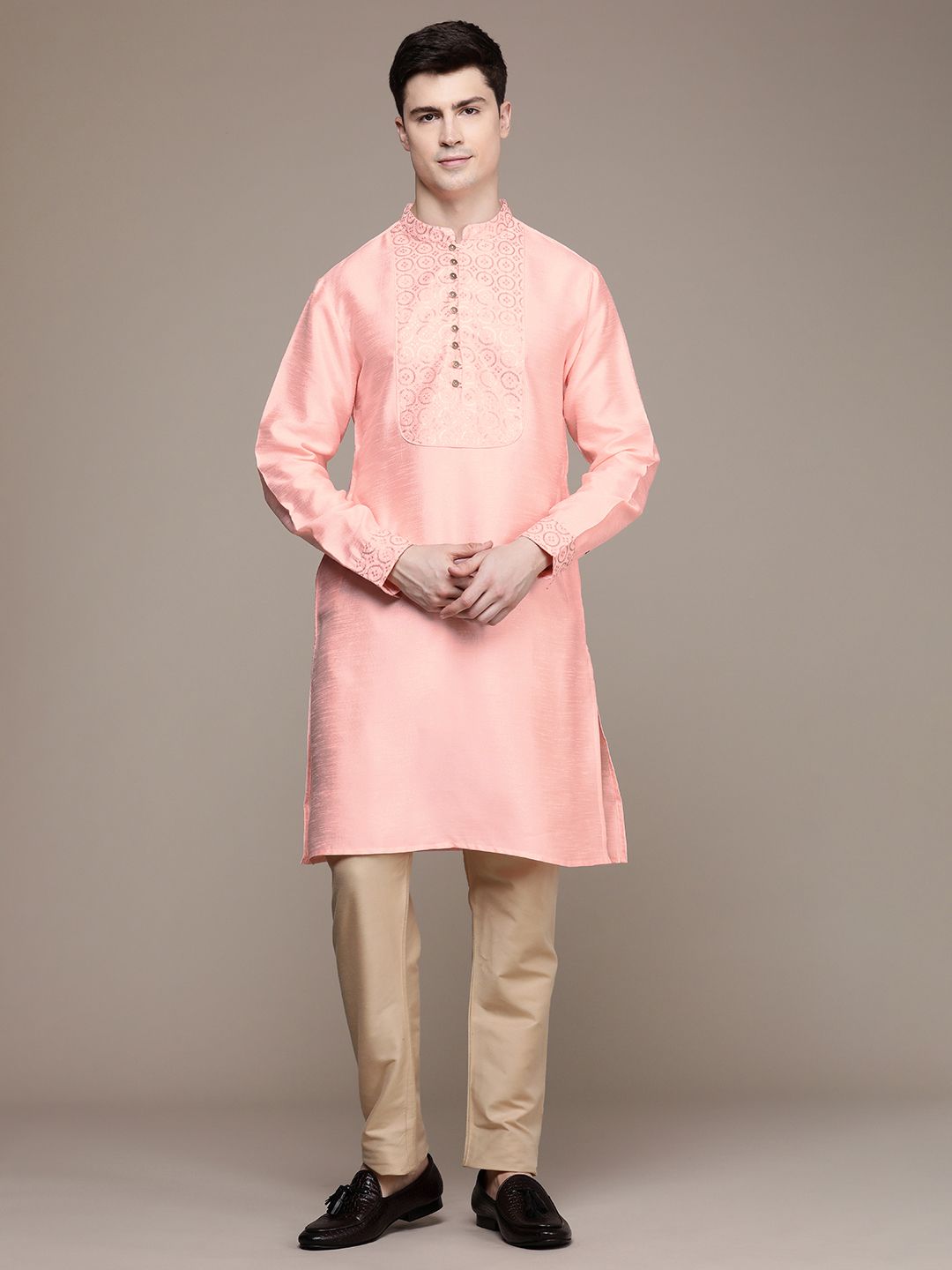 House of Pataudi Ethnic Motifs Yoke Design Sequinned Jashn Kurta