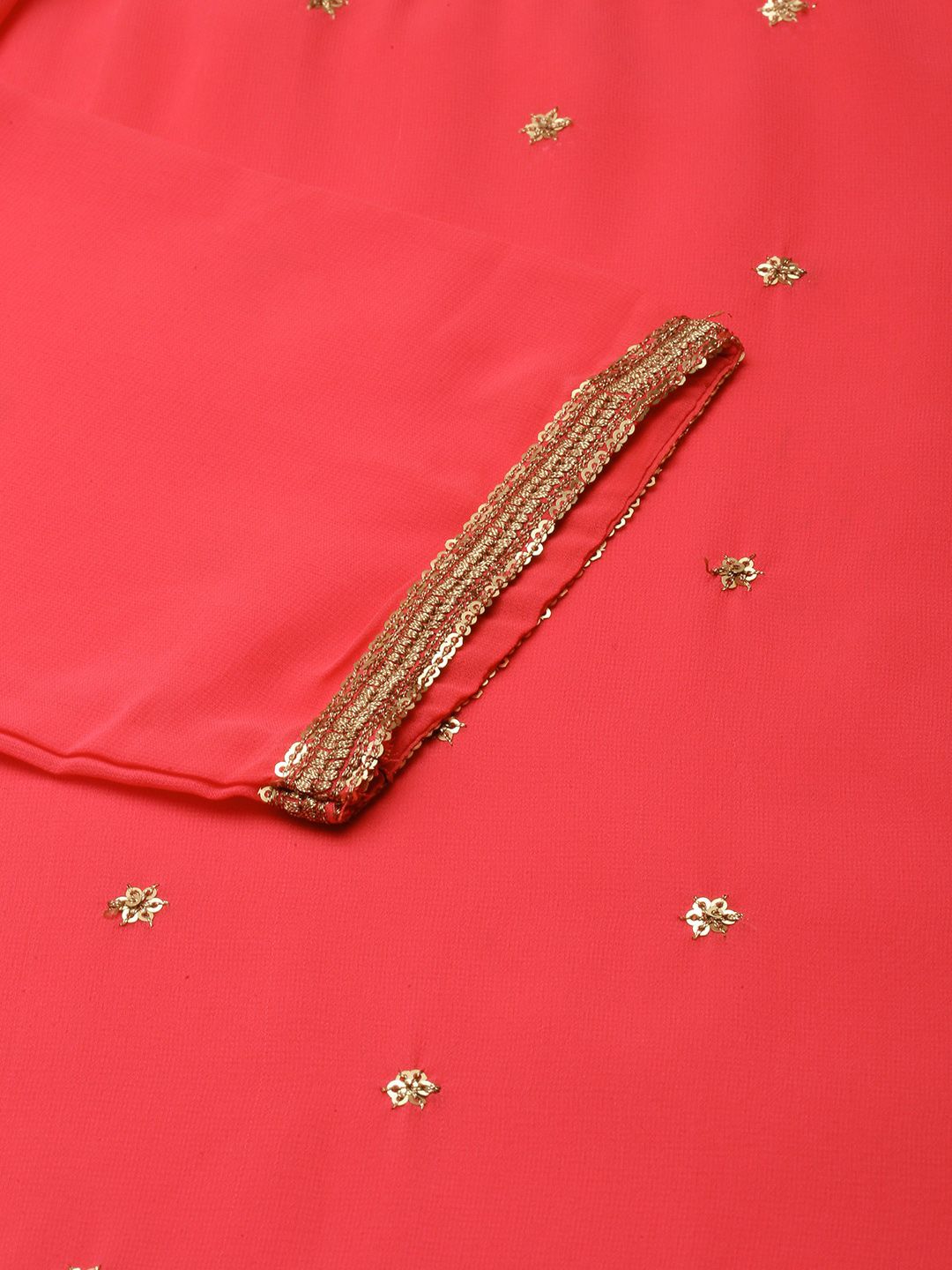 KALINI Round Neck Ethnic Motifs Regular Sequinned Kurta with Trousers