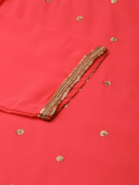 KALINI Round Neck Ethnic Motifs Regular Sequinned Kurta with Trousers