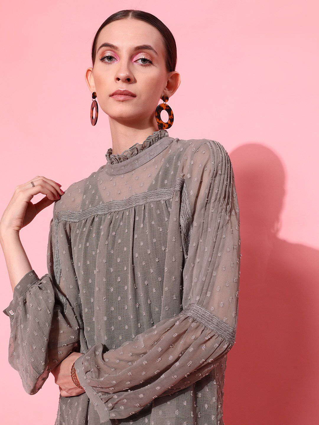 STREET 9 Grey Self-Design Top